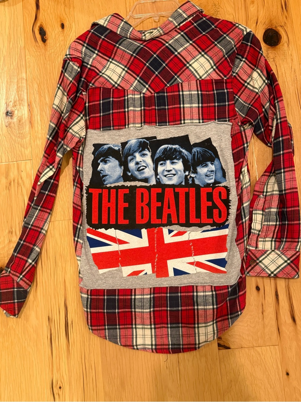 The Beatles Red Plaid Flannel Shirt with Graphic Back